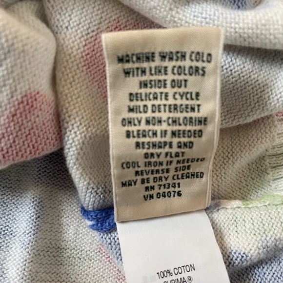 LL Bean Red and Blue Cotton Cardigan, Size M - Picture 10 of 10